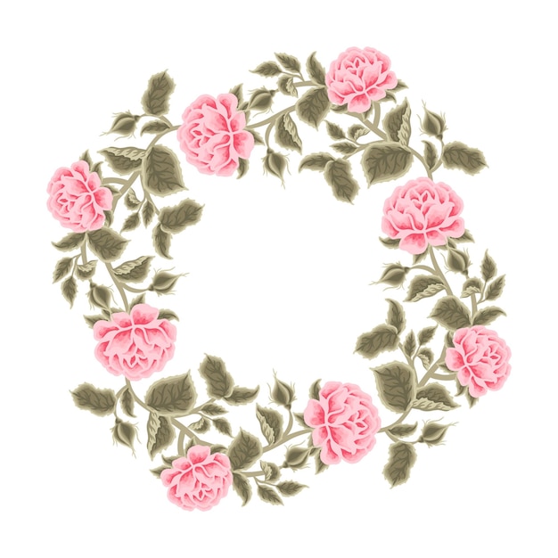 Ręcznie haftowana róża w obręczy